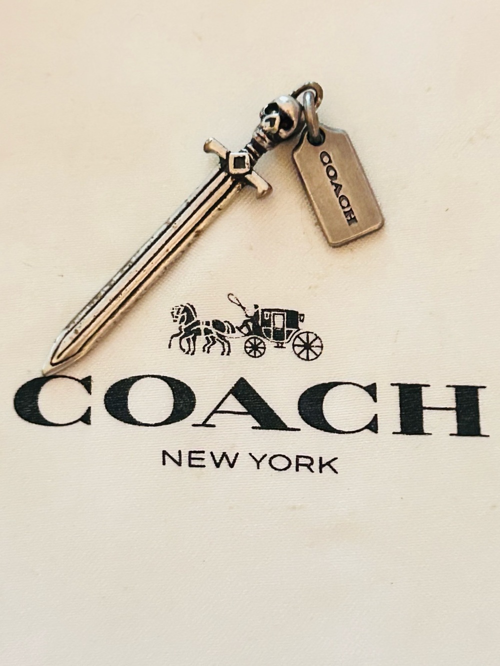 RARE Coach Y2K Distressed Skull Sword Charm/ Necklace/ Bracelet/ Keychain